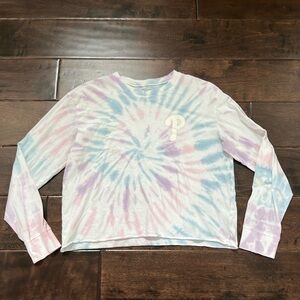 Womens American Eagle Tailgate Phillies Pastel Tie Dye Crop Top Shirt M